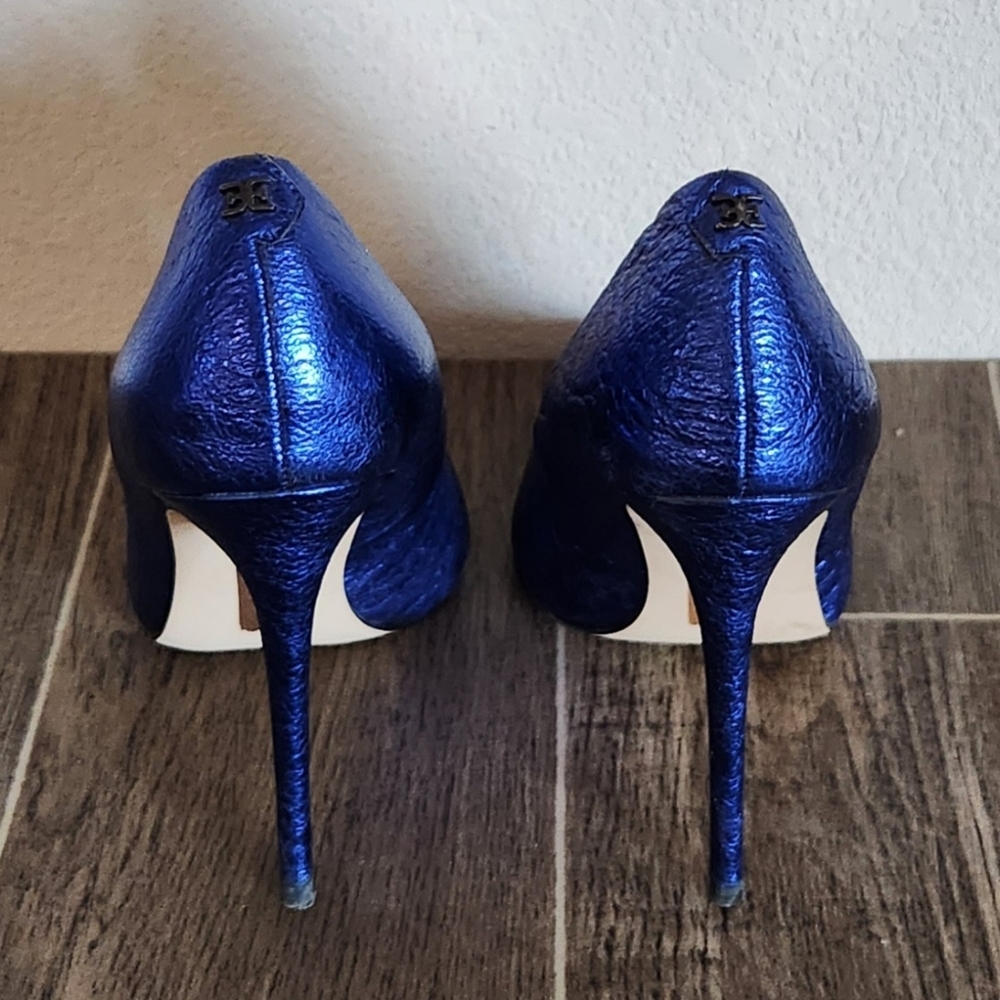 Sam Edelman Metallic Blue Heels "Danna" - Leather Stilettos - Picture 5 of 9
